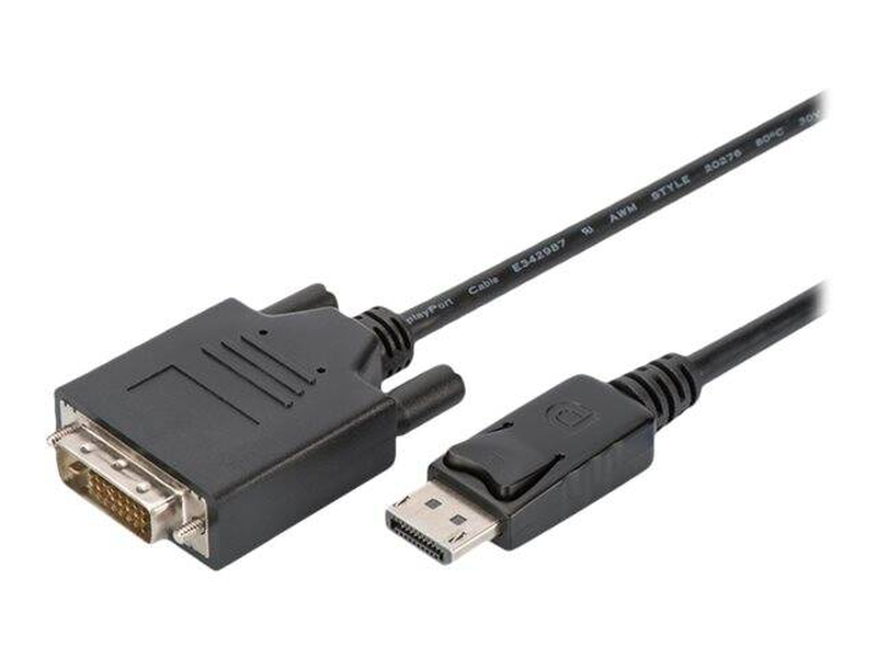 Assmann - adapter cable - displayport (m) to dvi-d (m) - 2 m - 1080p support - black (pack of 10)-null