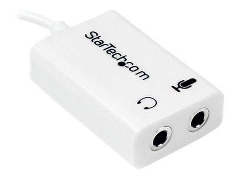 Startech.com 4 position microphone and headphone splitter 3.5 mm 4 pin / headset splitter / stereo mini jack female to 4-pole mini jack male / white, , medium-null