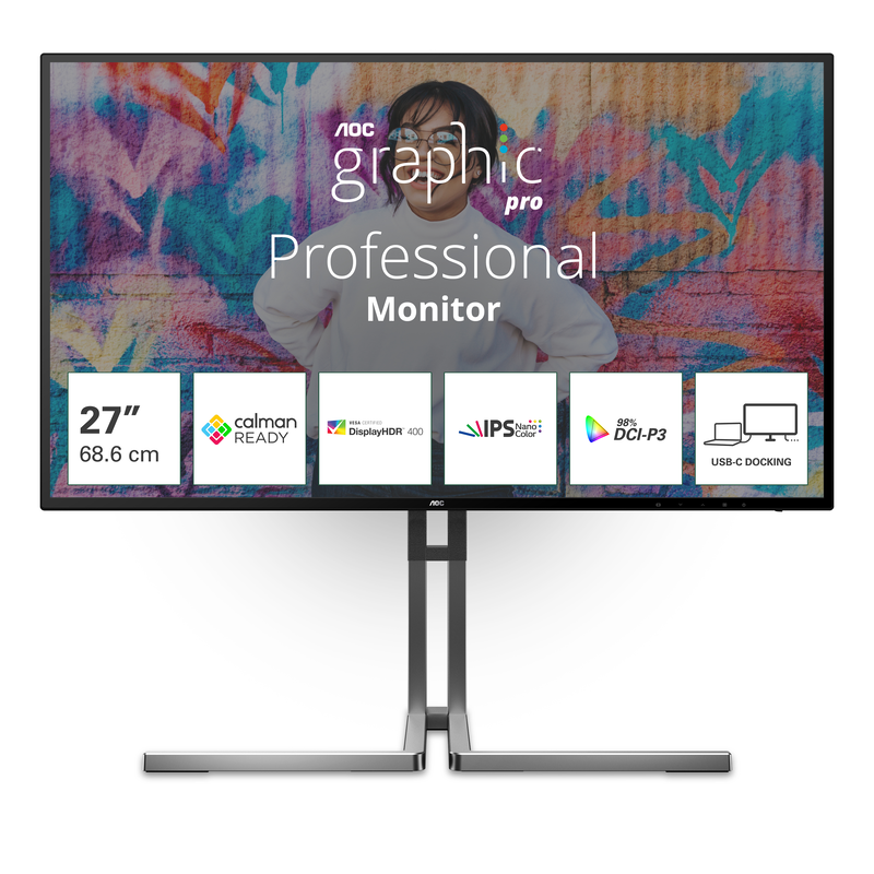 Aoc u27u3cv 27" monitor nano ips 4k 3840x2160-null