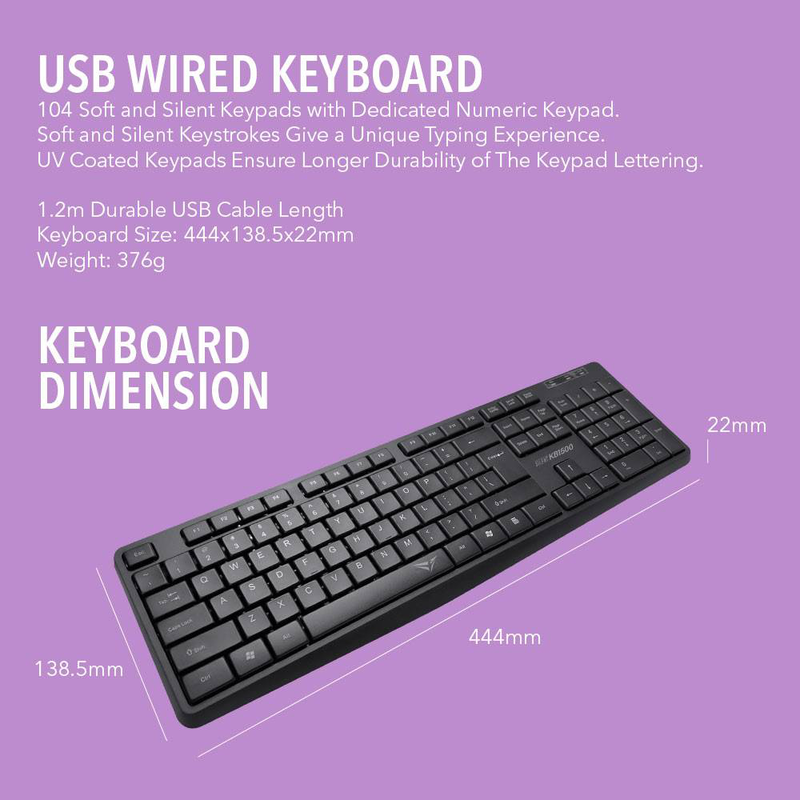 Alcatroz kb1500 silent wired keyboard, , medium-null
