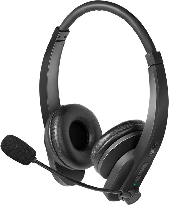 Logilink bt0060 wireless stereo headset black bluetooth 5.0 foldable boom mic volume control 18h talk time-null