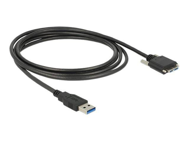 Delock / USB cable / micro-USB type b (m) to USB type a (m) / USB 3.0 / 3 m / thumbscrews / black-null
