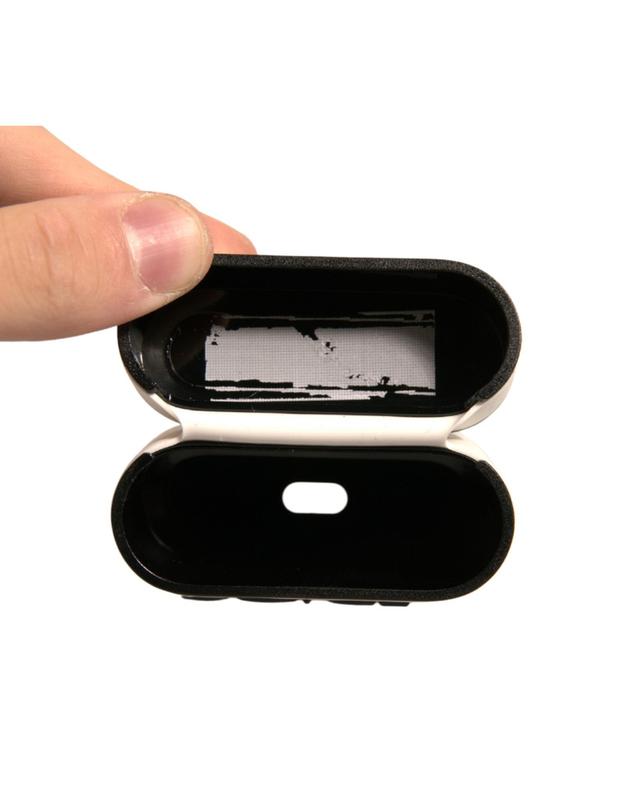 White pvc embossed logo plaque holder AirPods case-null