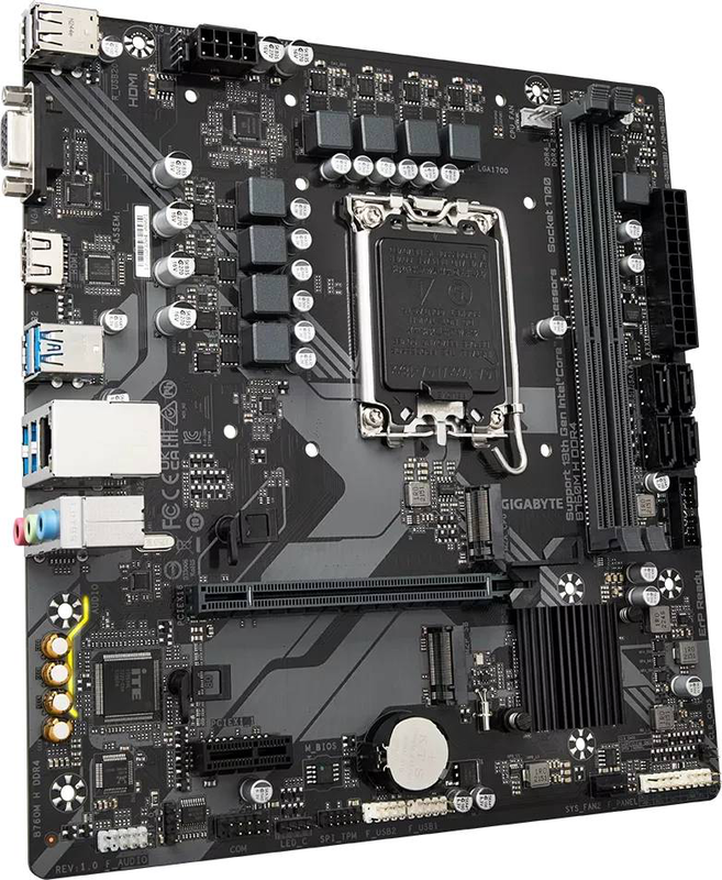 Gigabyte b760m h ddr4 micro-atx motherboard lga 1700 intel b760 pcie 4.0 x16 dual m.2 HDMI vga gbe lan black-null