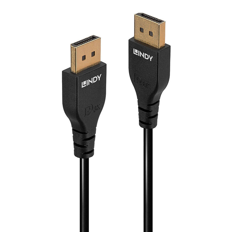 Lindy slim line - displayport cable - displayport (m) to displayport (m) - displayport 1.4 - 2 m - round, 4k60hz (3840 x 2160) support, 4k60hz (4096 x 2160) support, 4k144hz (3840 x 2160) support, 8k60hz (7680 x 4320) support, 1080p support 240hz, 2560 x-null