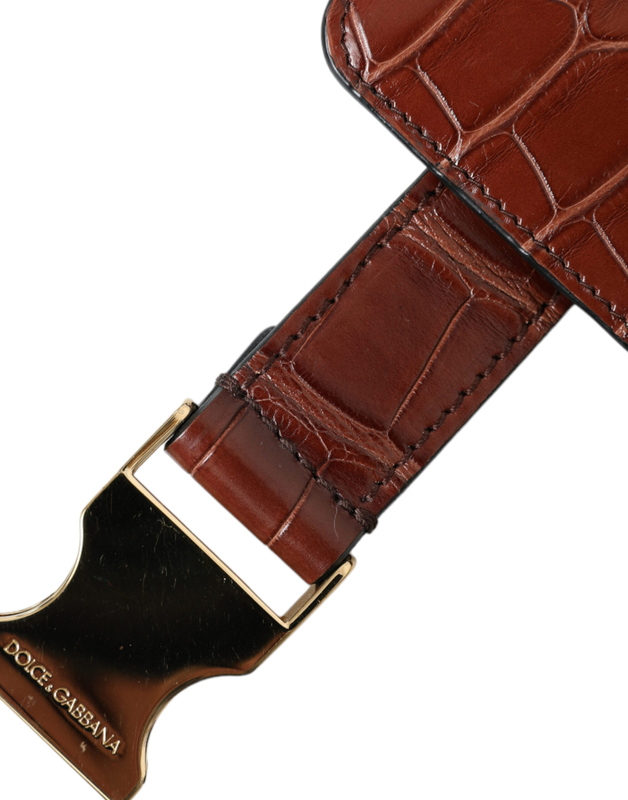 Brown alligator leather AirPods case coin purse wallet-null
