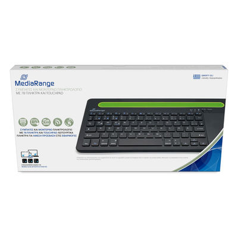 Mediarange compact-sized wireless keyboard and touchpad with integrated holder for mobile devices, , medium-null
