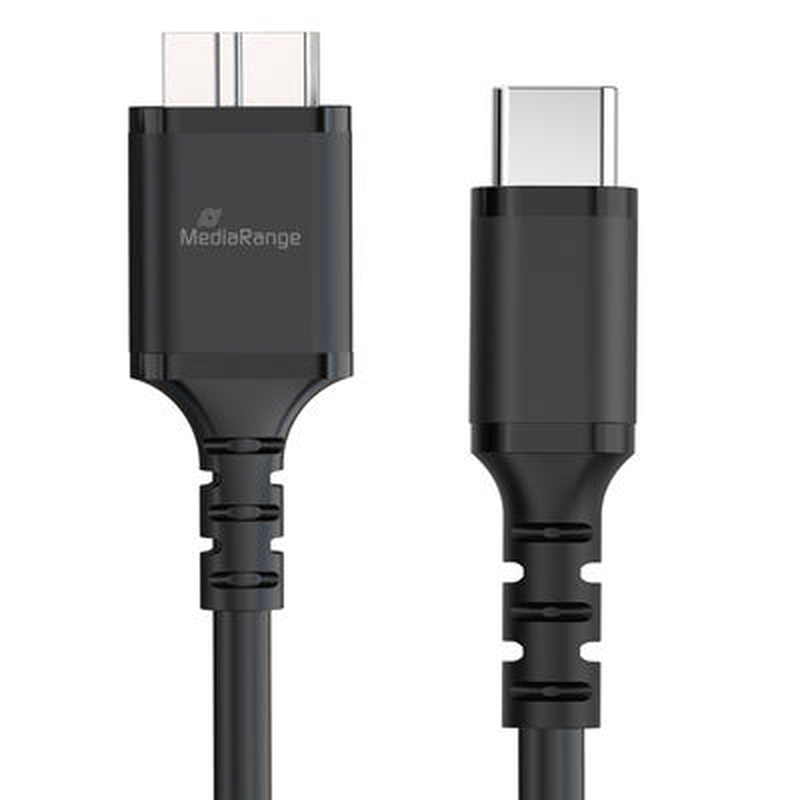 Mediarange USB 3.0 micro-b to USB Type-C cable, 50cm, black, , medium-null