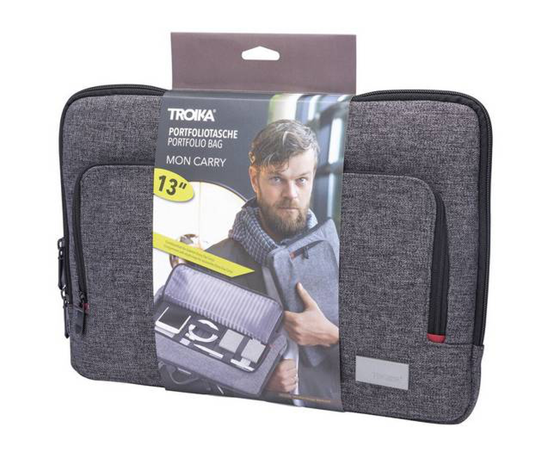 Troika mon carry laptop sleeve bag grey  for laptops, and tablets, , medium-null