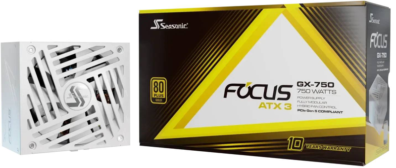Seasonic focus gx-1000 v4 atx 3.1 power supply 1000w 80 plus gold fully modular 12v-2x6 pcie 5.1 135mm fdb white-null