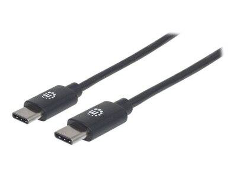 Manhattan USB-c to USB-c cable, 3m, male to male, black, 480 mbps (USB 2.0), equivalent to startech USB2cc3m, hi-speed USB, lifetime warranty, polybag - USB cable - USB-c (p) to USB-c (p) - USB 2.0 - 3 a - 3 m - molded - black-null