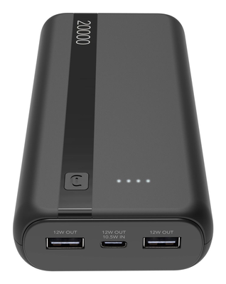Cellularline power bank 20000mAh 12w &mu;&epsilon; 2 &theta;ύ&rho;&epsilon;&sigmaf;, Black, medium