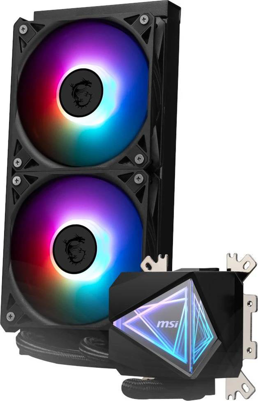 Msi mag coreliquid i240 black argb liquid CPU cooler 240mm aio dual 120mm argb Gen2 fans copper base-null
