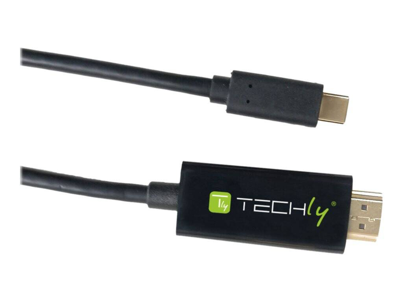Techly - video / audio / data cable - 24 pin USB-c male reversible to HDMI male - 2 m - black - round, 4k support-null