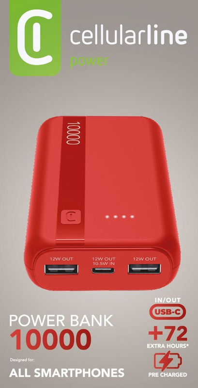 Cellularline essential power bank 10000mAh 12w &mu;&epsilon; 3 &theta;ύ&rho;&epsilon;&sigmaf;-null