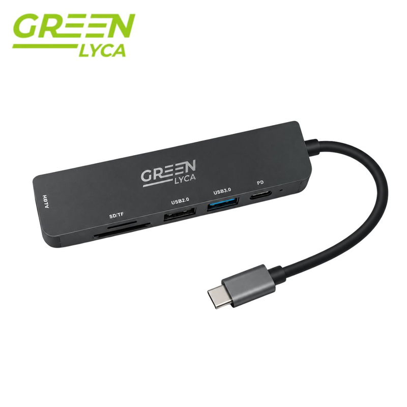 Green lyca hub 6 &sigma;&epsilon; 1 Type-C &mu;&epsilon; HDMI, USB &kappa;&alpha;&iota; &alpha;&nu;&alpha;&gamma;&nu;ώ&sigma;&tau;&eta; &kappa;&alpha;&rho;&tau;ώ&nu; g-1300, , medium-null