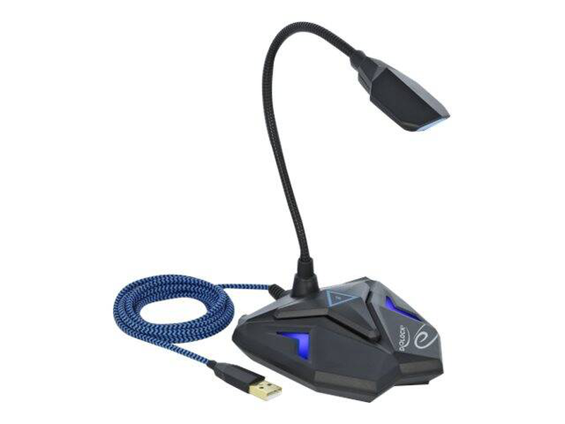 Delock desktop USB gaming microphone, omnidirectional, black and blue, , medium-null
