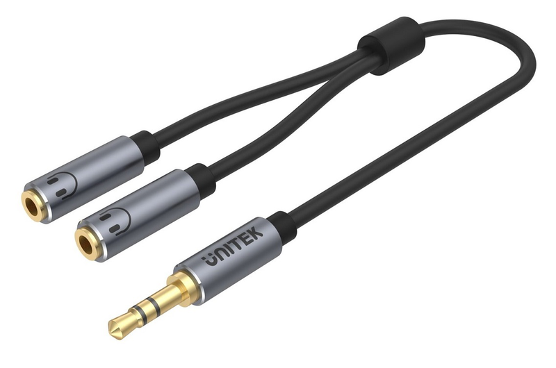 Unitek y-c956abk 3.5mm headphone splitter cable 0.2m, , medium-null