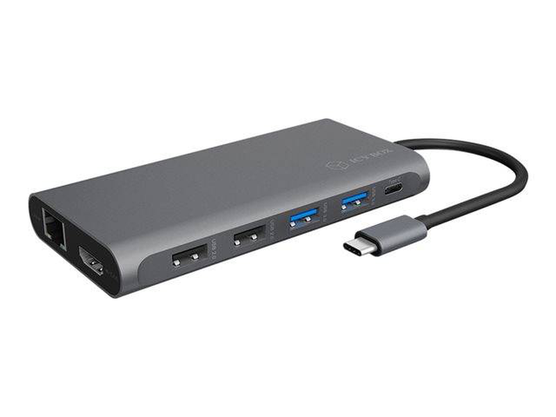 Icy box ib-dk4050-cpd USB-c 12-in-1 triple display docking station 2x HDMI displayport 4k 60hz gigabit lan 100w pd-null