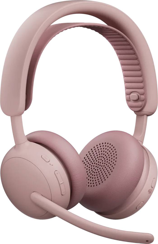 Logitech zone wireless 2 es business headset rose microsoft teams certified adaptive anc on-ear bluetooth USB-c receiver USB-a adapter ai noise cancelling dual mic 40mm, , medium-null