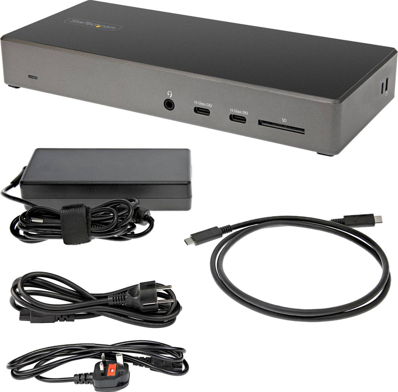 Startech dk31c2dhspdue USB-c triple 4k docking station 2x displayport 1.4 HDMI 2.0 dsc 100w pd sd gbe 6x USB-null