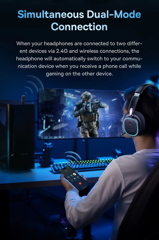 Product image: Baseus wireless headphones for PS5/pc/switch gaming aequr gh02 black, , medium-null
