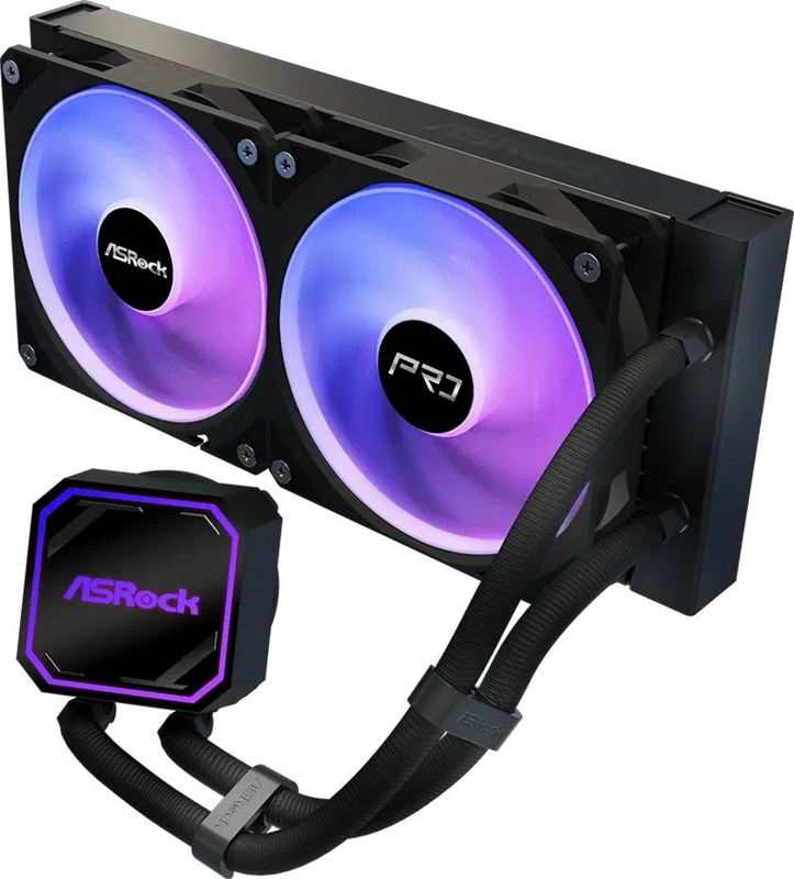 Asrock pro 240 argb 90-apra24-baaga6 240mm aio liquid CPU cooler dual 120mm argb fans 3-phase pump black-null