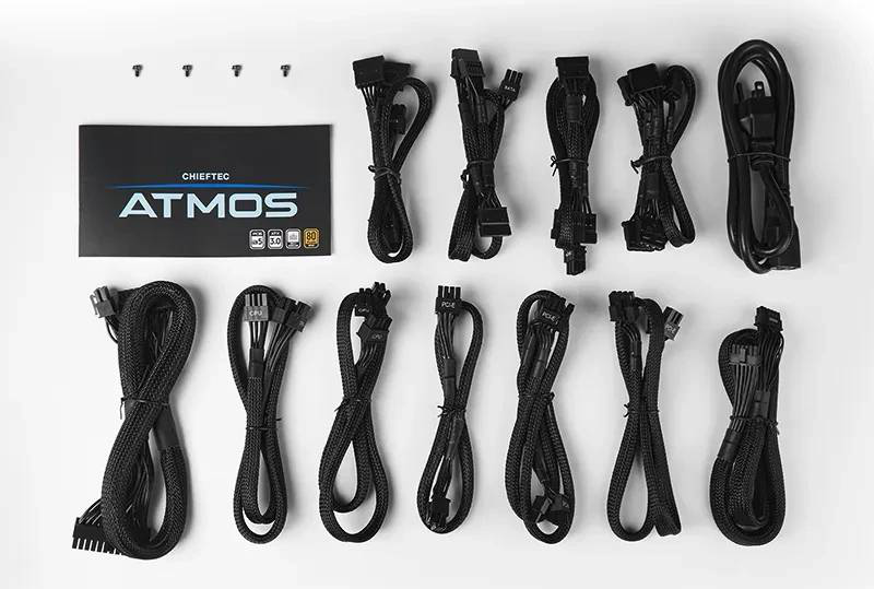 Chieftec atmos cpx-850fc 850w atx 3.1 fully modular power supply 80 plus gold pcie 5.0 12vhpwr black-null