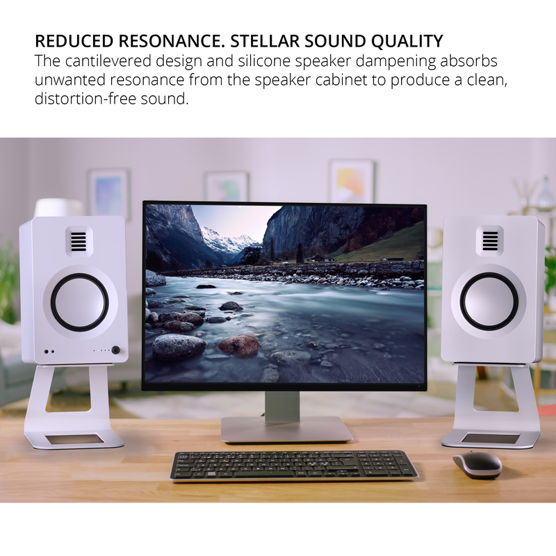 Kanto se6 elevated desktop speaker stands for large speakers - white, pair-null