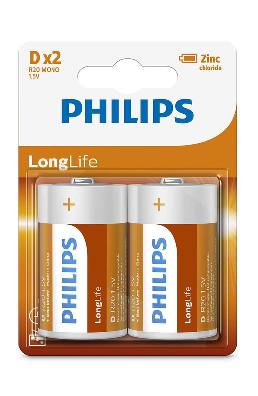 Philips zinc long life d type batteries – 2 pack, , medium image number null