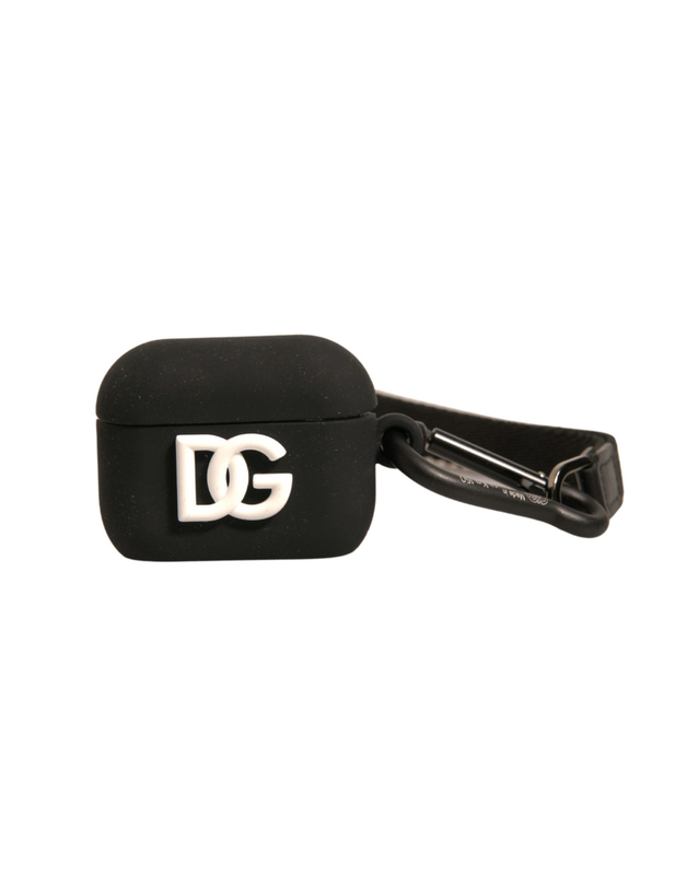 Black silicone rubber logo embossed AirPods case-null