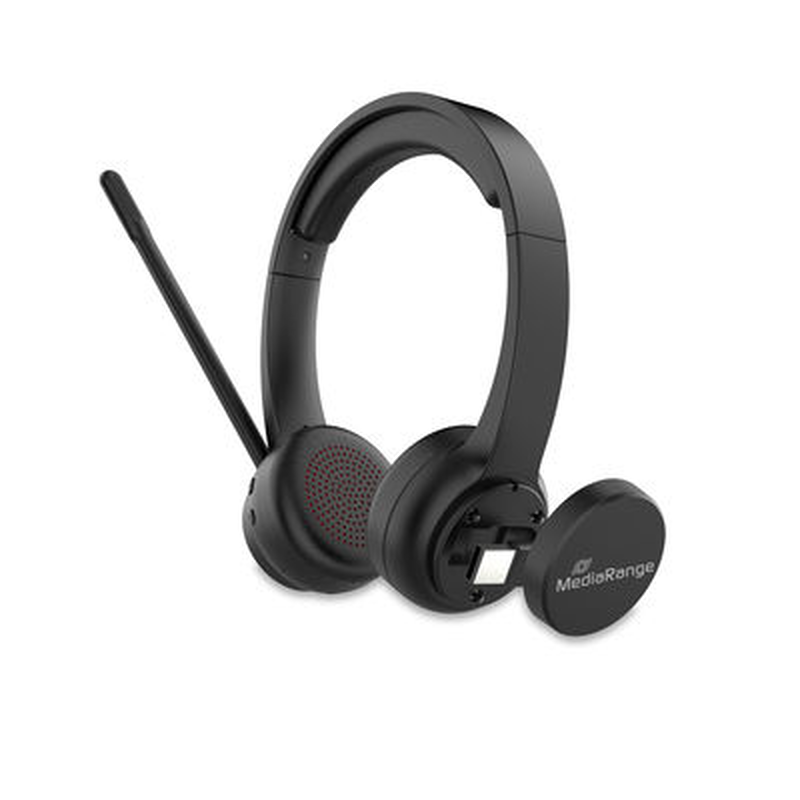 Mediarange wireless enc stereo headset with rotatable microphone arm, , medium-null