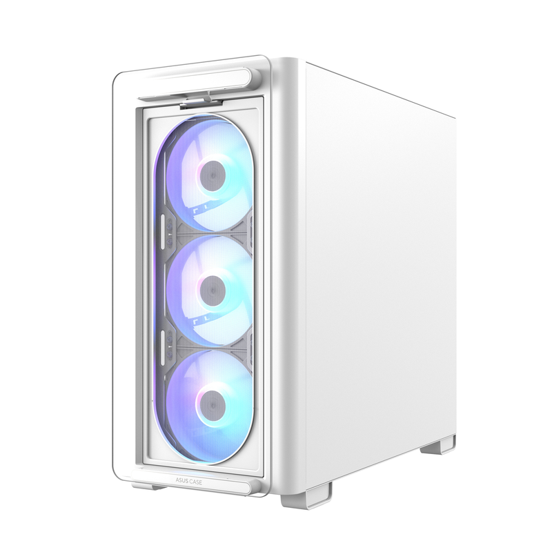 Asus pc case matx tempered glass 4xargb fans a23 plus white, , medium-null