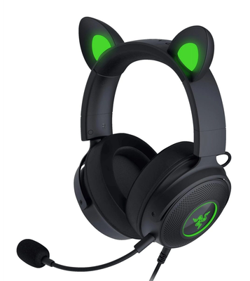Razer kraken kitty v2 pro black rgb  USB 7.1 gaming headset kitty bear bunny ears, Black, medium