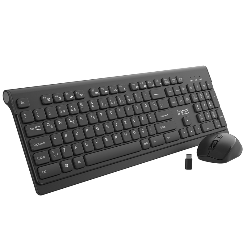 Inca iws-519 wireless keyboard and mouse set black  turkish q layout, , medium-null