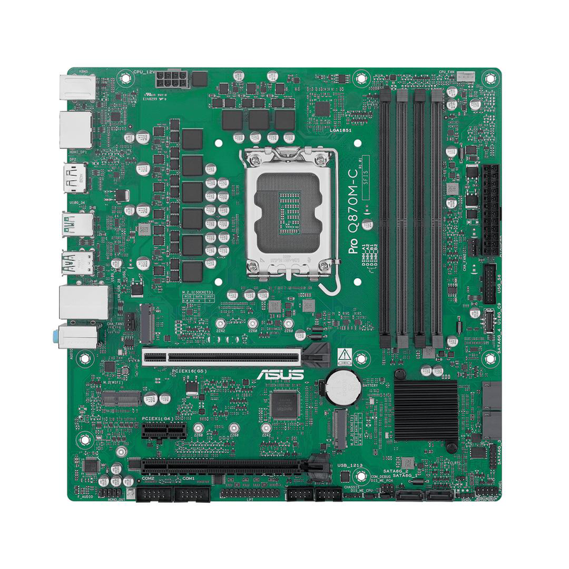 Asus pro q870m-c-csm intel q870 lga1851 micro-atx business motherboard ddr5 vpro 2x m.2 HDMI displayport black-null