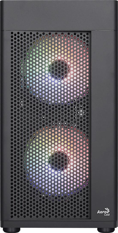 Aerocool hexformbkv2 micro atx pc case 3 fans frgb black, mini tower, pc, black, micro atx, mini-itx, abs, spcc, back, front, , medium-null