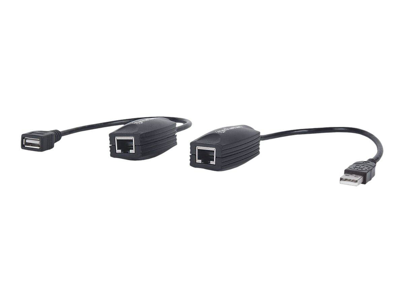 Manhattan USB-a line extender, for use with rj45 network cable (not included), extends USB device up to 60m, bus power, cat5e/cat6/cat6a rj45 network cables suitable, black,-null