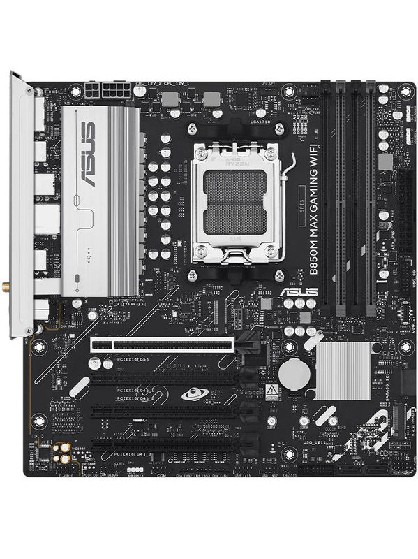 Asus b850m max gaming Wi-Fi micro-atx motherboard socket am5 AMD b850 ddr5 pcie 5.0 triple m.2 Wi-Fi 6GBe black-null