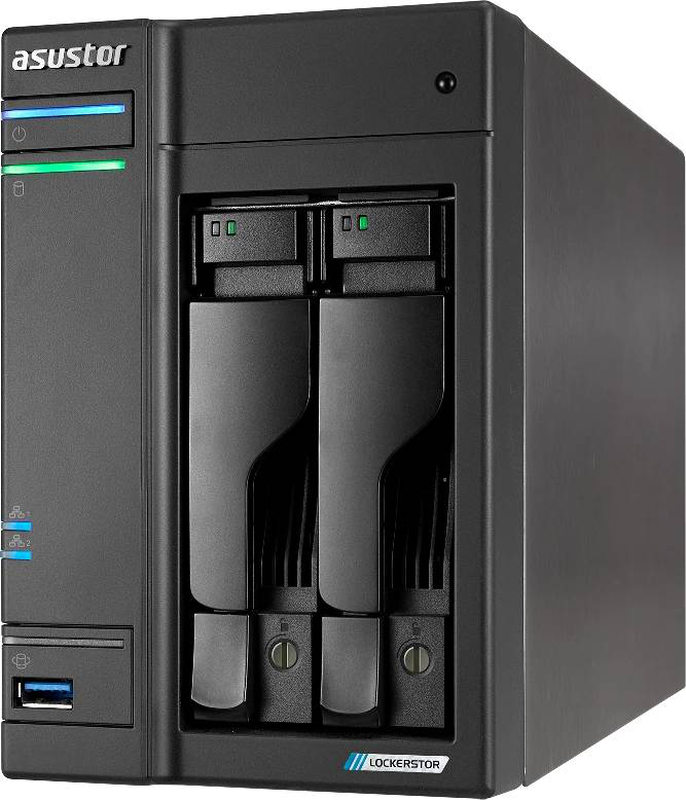 Asustor lockerstor 2 Gen2 as6702t 2-bay nas intel celeron n5105 4GB ddr4 dual 2.5GBe quad m.2 nvme diskless black-null