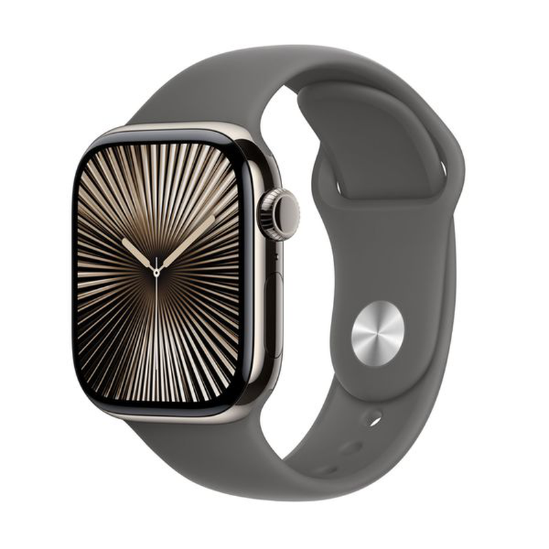 Watch series 10 GPS + cellular 42mm natural titanium case with stone grey sport band - s/m image number null