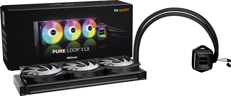 Be quiet! Pure loop 3 lx 360mm argb liquid CPU cooler aio triple 120mm light wings lx fans black-null