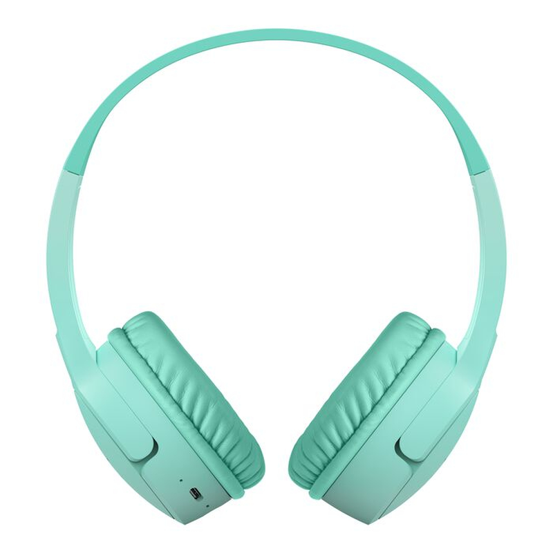 Belkin soundform mini kids wireless on-ear headphones 85db volume limit bluetooth 5.0 30h built-in mic mint-null