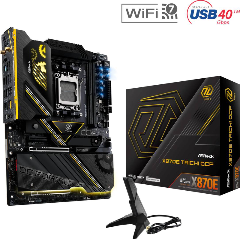 Asrock x870e taichi ocf am5 atx overclocking motherboard Wi-Fi 7 5G lan, , medium-null