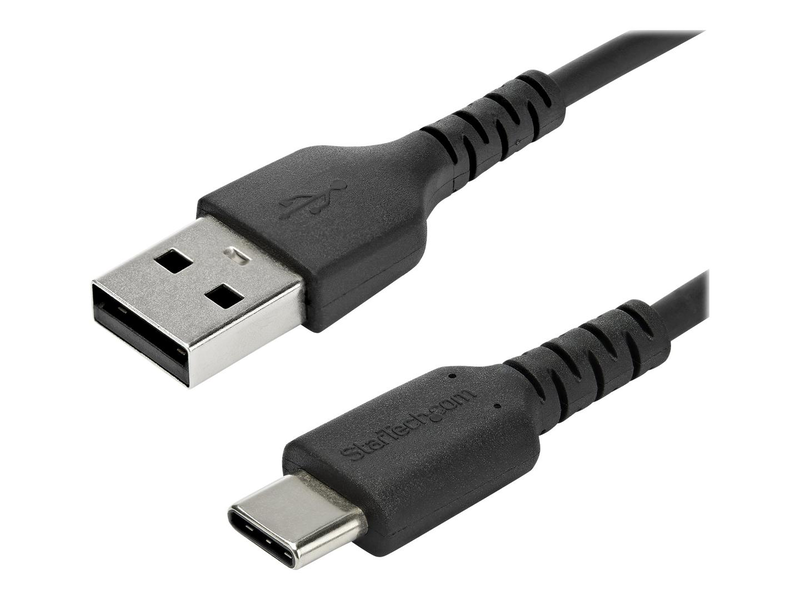 Startech.com 1m USB a to USB c charging cable, durable fast charge & sync USB 2.0 to USB type c data cord, rugged tpe jacket aramid fiber m/m 3a black, samsung s10, s20, ipad pro, pixel - heavy duty and rugged - USB cable - USB (m) straight to 24 pin-null
