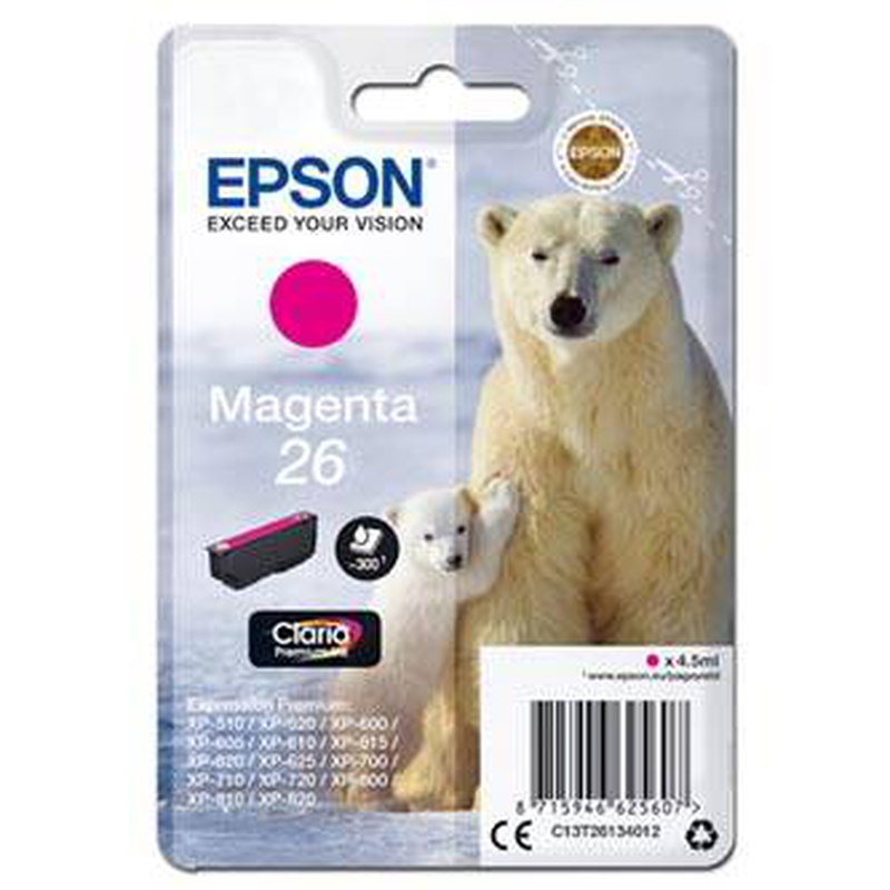 Epson 26 / 4.5 ml / magenta / original / ink cartridge / for expression premium xp-510, 520, 600, 605, 610, 615, 620, 625, 700, 710, 720, 800, 810, 820, , medium-null