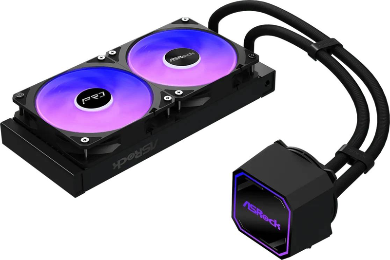 Asrock pro 240 argb 90-apra24-baaga6 240mm aio liquid CPU cooler dual 120mm argb fans 3-phase pump black-null