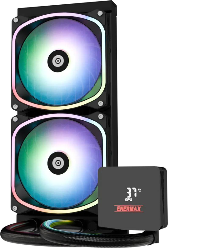 Enermax aquafusion II argb 240 elc-aqfs240-sqa 240mm aio liquid CPU cooler digital display 360w black-null