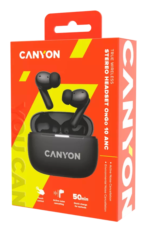 Canyon cns-tws10b, true wireless stereo (tws), calls/music/sport/everyday, 20 - 20000 hz, 42.5 g, headset, black, , medium-null