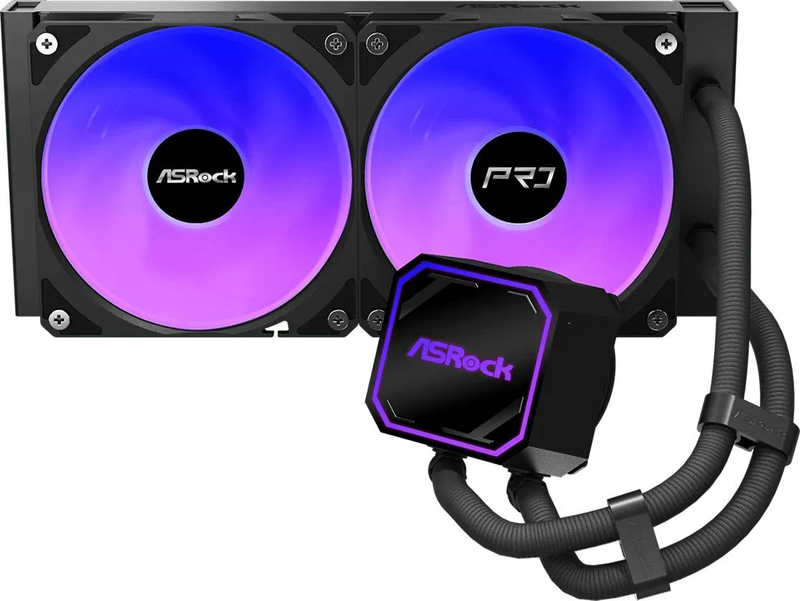 Asrock pro 240 argb 90-apra24-baaga6 240mm aio liquid CPU cooler dual 120mm argb fans 3-phase pump black-null